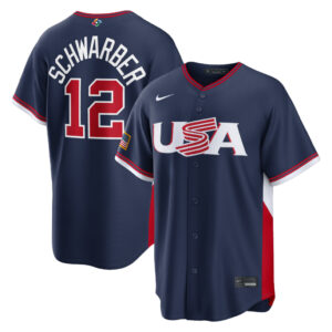 USA Baseball Kyle Schwarber Navy 2026 World Baseball Classic Road Stadium Baseball Jersey