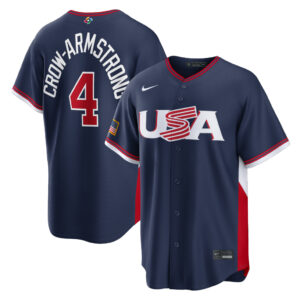 USA Baseball Pete Crow-Armstrong Navy 2026 World Baseball Classic Road Stadium Baseball Jersey