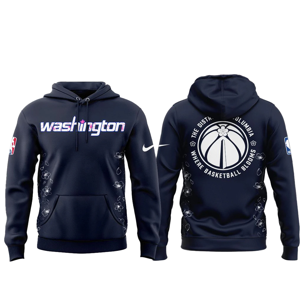 Washington Wizards Cherry Blossom Navy Shirt 2 Washington Wizards Cherry Blossom Navy Hoodie