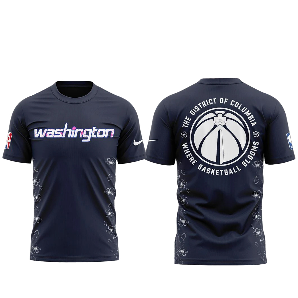 Washington Wizards Cherry Blossom Navy Shirt 1 Washington Wizards Cherry Blossom Navy T-Shirt