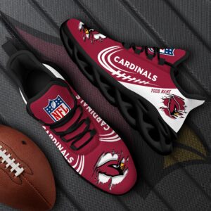 Arizona Cardinals Black Max Soul Shoes 2025 Versions Custom Name 003