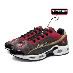 Arizona Diamondbacks Personalized Name Team Colors Wave Line Beehive Pattern Air Max Shoes Air Cushion Sneakers