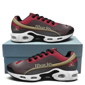 Arizona Diamondbacks Personalized Name Team Colors Wave Line Beehive Pattern Air Max Shoes Air Cushion Sneakers