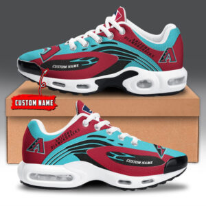 Arizona Diamondbacks Personalized Name Team Logo Mix Colors Wave Line Shoes Air Cushion Sneakers