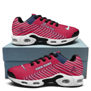 Atlanta Braves Personalized Name Team Colors Jagged Lines Air Max Shoes Air Cushion Sneakers