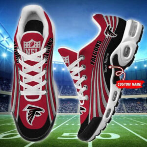 Atlanta Falcons Personalized Name Team Colors Wave Lines Shoes Air Cushion Sneakers