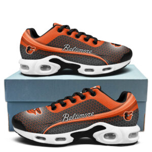 Baltimore Orioles Personalized Name Team Colors Wave Line Beehive Pattern Air Max Shoes Air Cushion Sneakers