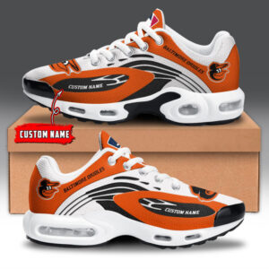 Baltimore Orioles Personalized Name Team Logo Mix Colors Wave Line Shoes Air Cushion Sneakers