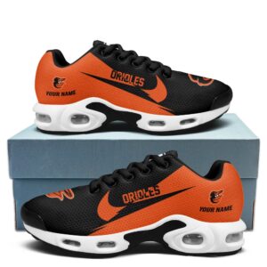 Baltimore Orioles Personalized Name Team Logo Wings Of God Pattern Air Max Shoes Air Cushion Sneakers