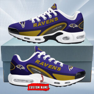 Baltimore Ravens Personalized Name Team Logo Mix Colors Oval Line Air Max Shoes Air Cushion Sneakers