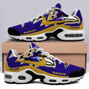 Baltimore Ravens Personalized Name Team Mix Colors V1 Air Max Shoes Air Cushion Sneakers