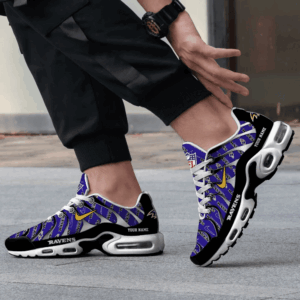 Baltimore Ravens Personalized Name Team Mix Colors V5 Air Max Shoes Air Cushion Sneakers