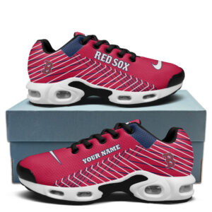 Boston Red Sox Personalized Name Team Colors Jagged Lines Air Max Shoes Air Cushion Sneakers