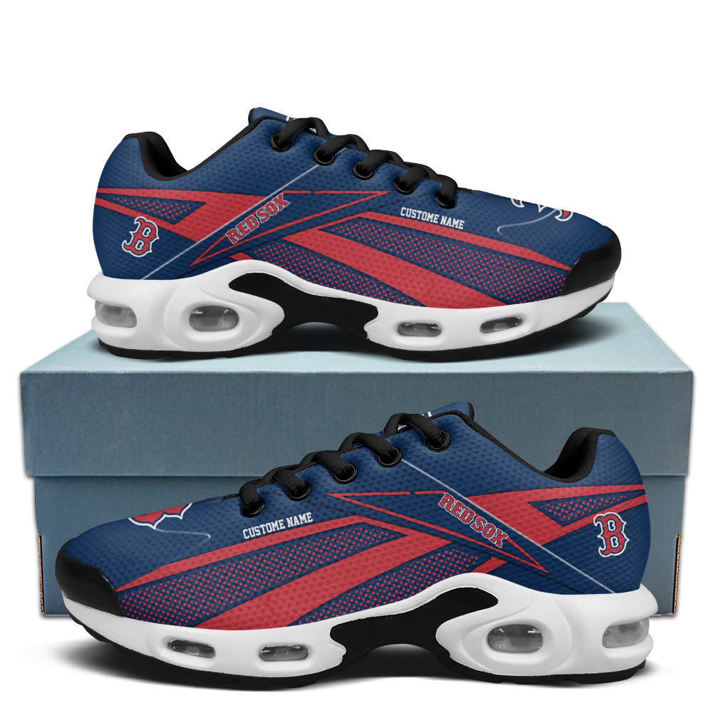 Boston Red Sox Personalized Name Team Colors Supersonic Line Pattern Shoes Air Cushion Sneakers 1 Boston Red Sox Personalized Name Team Colors Supersonic Line Pattern Shoes Air Cushion Sneakers