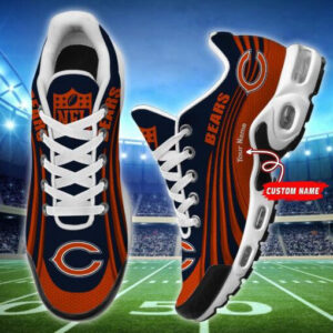 Chicago Bears Personalized Name Team Colors Wave Lines Air Max Shoes Air Cushion Sneakers