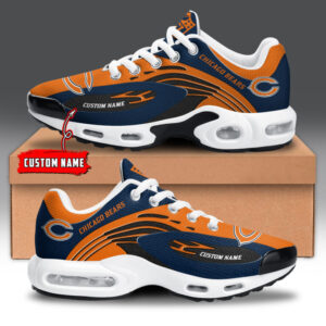 Chicago Bears Personalized Name Team Logo Mix Colors Wave Line Air Max Shoes Air Cushion Sneakers