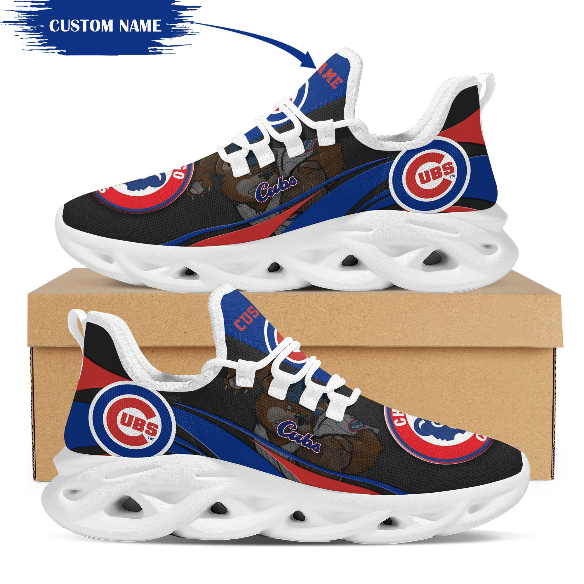 Chicago Cubs Mascot Custom Name Personalized Max Soul Sneakers Running Sports 1 Chicago Cubs Mascot Custom Name Personalized Max Soul Sneakers Running Sports