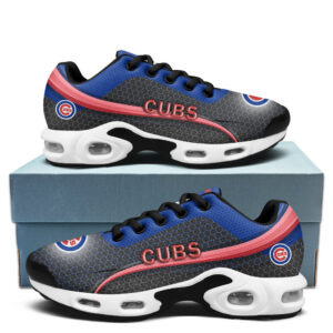 Chicago Cubs Personalized Name Team Colors Wave Line Beehive Pattern Shoes Air Cushion Sneakers