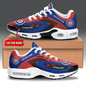 Chicago Cubs Personalized Name Team Logo Mix Colors Wave Line Shoes Air Cushion Sneakers