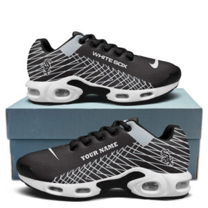 Chicago White Sox Personalized Name Team Colors Jagged Lines Air Max Shoes Air Cushion Sneakers