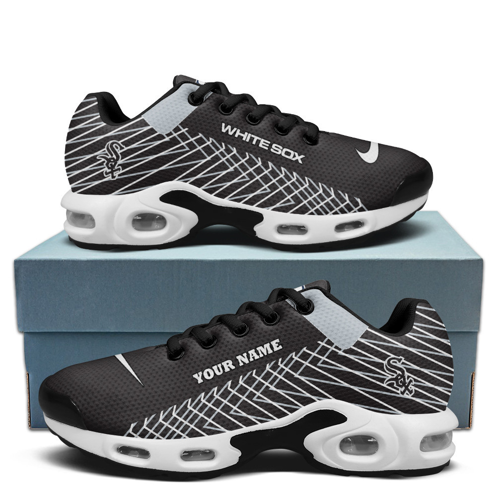 Chicago White Sox Personalized Name Team Colors Jagged Lines Air Max Shoes Air Cushion Sneakers 1 Chicago White Sox Personalized Name Team Colors Jagged Lines Air Max Shoes Air Cushion Sneakers