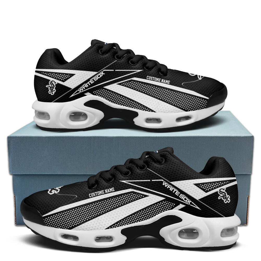 Chicago White Sox Personalized Name Team Colors Supersonic Line Pattern Shoes Air Cushion Sneakers 1 Chicago White Sox Personalized Name Team Colors Supersonic Line Pattern Shoes Air Cushion Sneakers