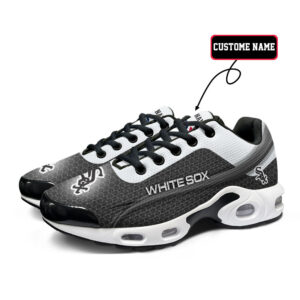 Chicago White Sox Personalized Name Team Colors Wave Line Beehive Pattern Air Max Shoes Air Cushion Sneakers