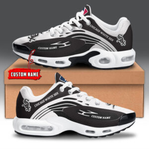 Chicago White Sox Personalized Name Team Logo Mix Colors Wave Line Shoes Air Cushion Sneakers