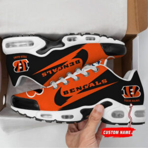 Cincinnati Bengals Custom Name Orange/black Air Max Shoes Air Cushion Sneakers