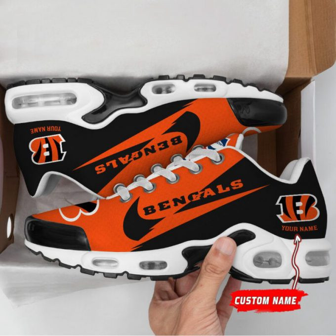 Cincinnati Bengals Custom Name Orange/black Air Max Shoes Air Cushion Sneakers 1 Cincinnati Bengals Custom Name Orange/black Air Max Shoes Air Cushion Sneakers
