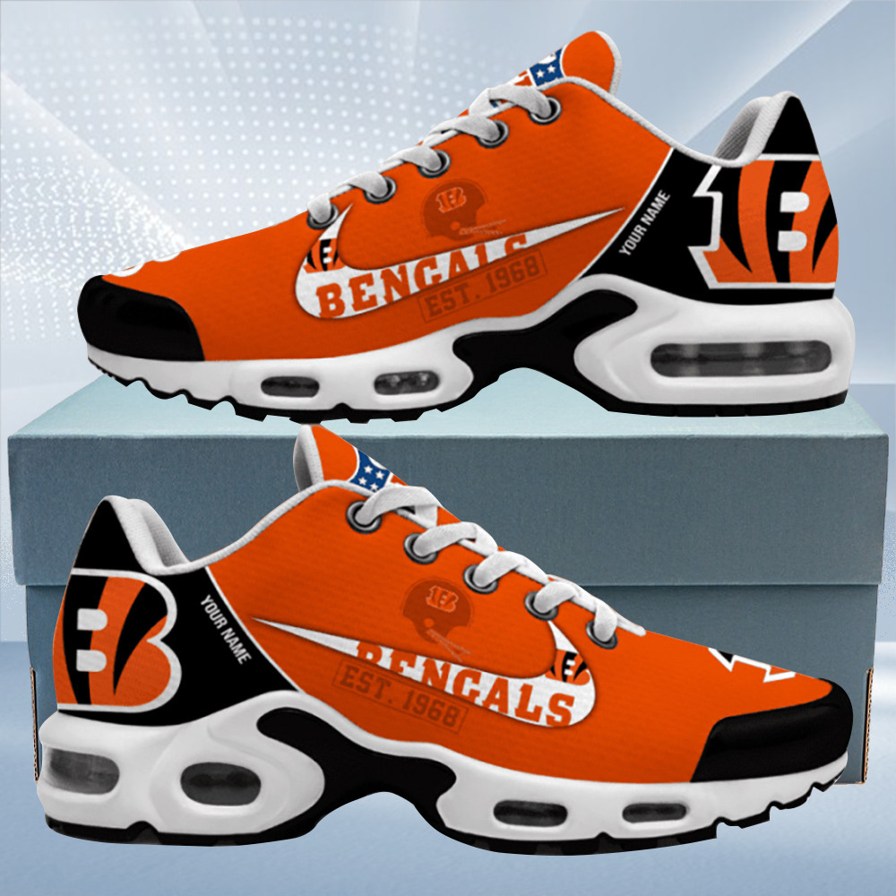 Cincinnati Bengals Est. Custom Name Air Max Shoes Air Cushion Sneakers 1 Cincinnati Bengals Est. Custom Name Air Max Shoes Air Cushion Sneakers