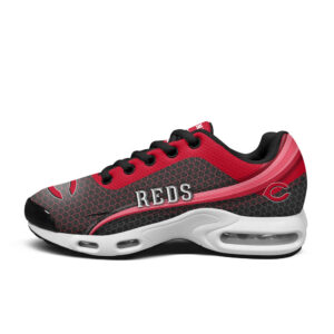 Cincinnati Reds Personalized Name Team Colors Wave Line Beehive Pattern Air Max Shoes Air Cushion Sneakers