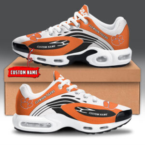 Clemson Tigers Personalized Name Team Logo Mix Colors Wave Line Shoes Air Cushion Sneakers