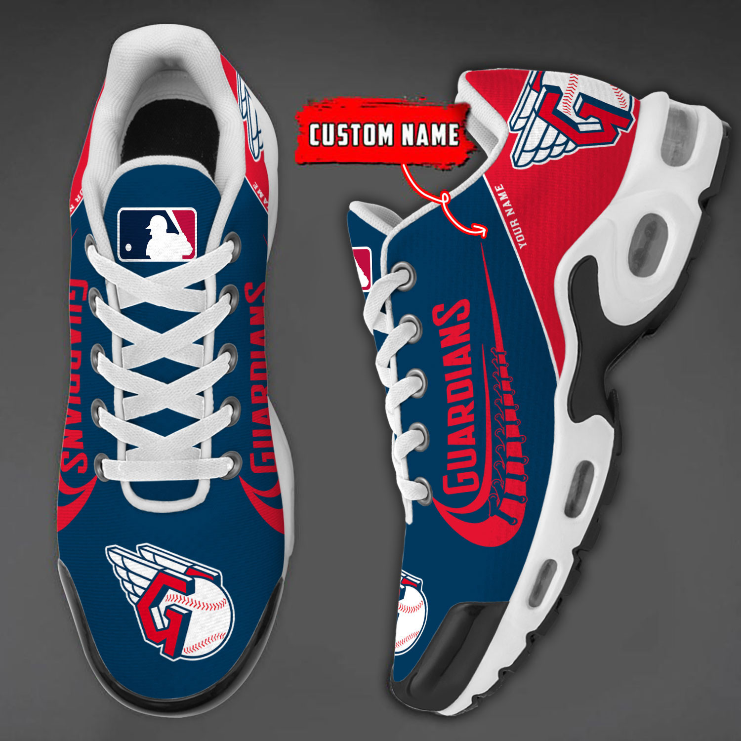 Cleveland Guardians Team Logo Baseball God Wings Air Max Shoes Sneaker 1 Cleveland Guardians Team Logo Baseball God Wings Air Max Shoes Sneaker