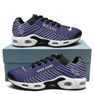 Colorado Rockies Personalized Name Team Colors Jagged Lines Air Max Shoes Air Cushion Sneakers