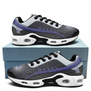 Colorado Rockies Personalized Name Team Colors Wave Line Beehive Pattern Air Max Shoes Air Cushion Sneakers