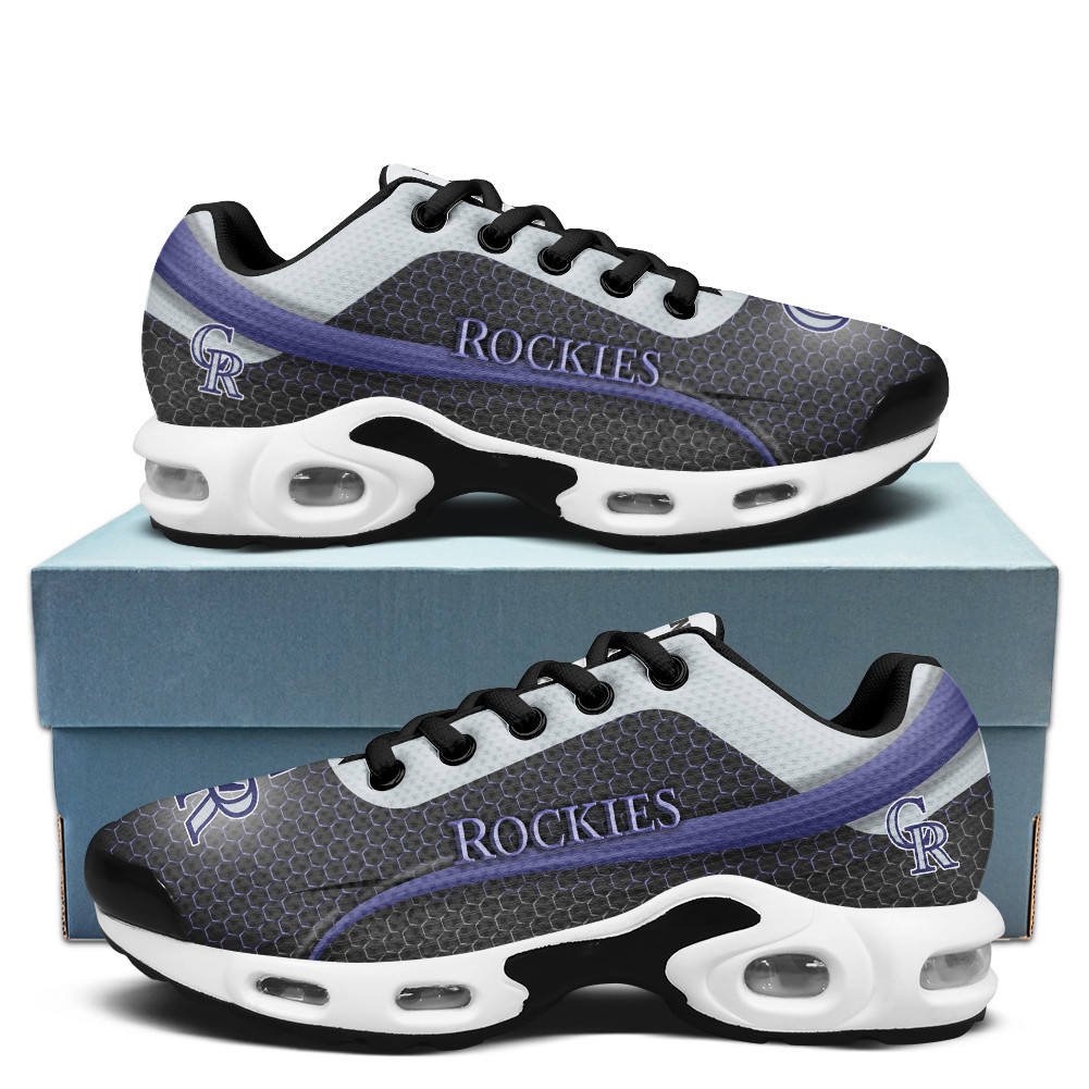 Colorado Rockies Personalized Name Team Colors Wave Line Beehive Pattern Air Max Shoes Air Cushion Sneakers 1 Colorado Rockies Personalized Name Team Colors Wave Line Beehive Pattern Air Max Shoes Air Cushion Sneakers
