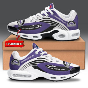 Colorado Rockies Personalized Name Team Logo Mix Colors Wave Line Shoes Air Cushion Sneakers