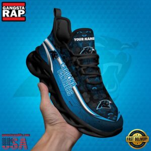 National Football League Custom Name Carolina Panthers Team Logo Air Max Shoes Air Cushion Sneakers