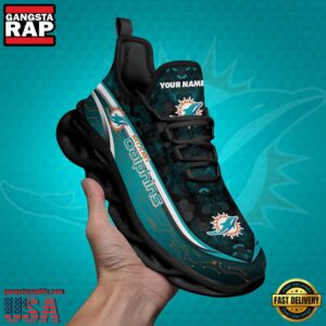 National Football League Custom Name Miami Dolphins Team Logo Air Max Shoes Air Cushion Sneakers