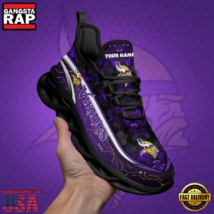 National Football League Custom Name Minnesota Vikings Team Logo Air Max Shoes Air Cushion Sneakers