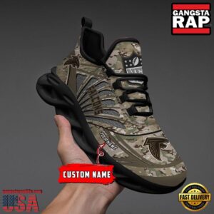 National Football League Custom Name Atlanta Falcons Camo Veteran Day Air Max Shoes Air Cushion Sneakers
