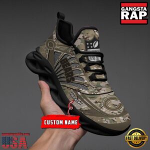 National Football League Custom Name Chicago Bears Camo Veteran Day Air Max Shoes Air Cushion Sneakers