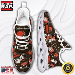 National Football League Cleveland Browns Mickey Mouse Custom Name Air Max Shoes Air Cushion Sneakers