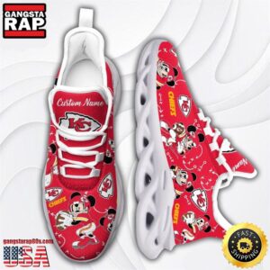 National Football League Kansas City Chiefs Mickey Mouse Custom Name Air Max Shoes Air Cushion Sneakers
