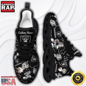 National Football League Las Vegas Raiders Mickey Mouse Custom Name Air Max Shoes Air Cushion Sneakers