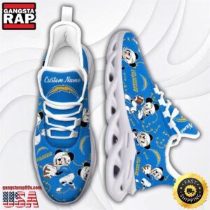 National Football League Los Angeles Chargers Mickey Mouse Custom Name Air Max Shoes Air Cushion Sneakers