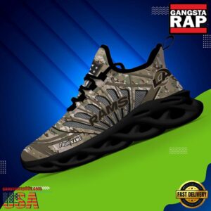 National Football League Custom Name Los Angeles Rams Camo Veteran Day Air Max Shoes Air Cushion Sneakers