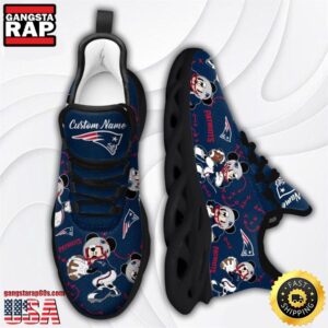 National Football League New England Patriots Mickey Mouse Custom Name Air Max Shoes Air Cushion Sneakers