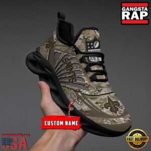 National Football League Custom Name New Orleans Saints Camo Veteran Day Air Max Shoes Air Cushion Sneakers